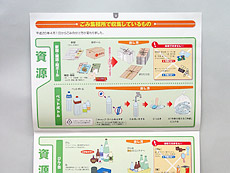 マニュアル　仕上サイズ：A4、本文：再生上質、投込み：再生コート、仕様：両面、製本仕様：中綴じ16頁止